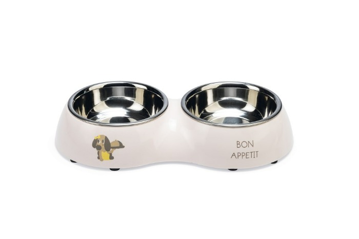 Beeztees Puppy Binky – Dinerset Hond – Plastic/RVS – Roze – 27x14x4,5 cm – 2x 160 ml