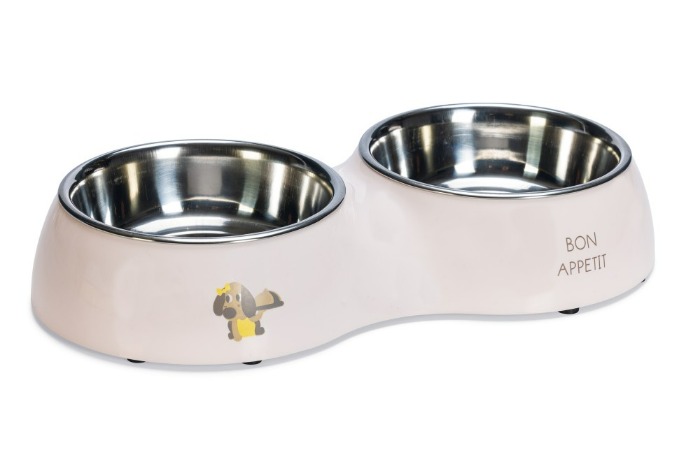 Beeztees Puppy Binky – Dinerset Hond – Plastic/RVS – Roze – 34×17,5×6 cm – 2x 350 ml
