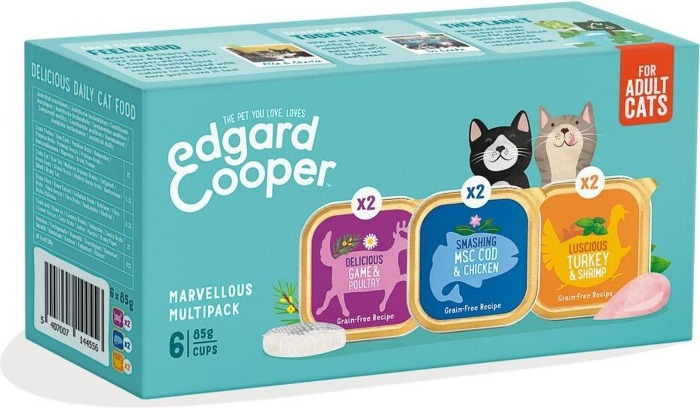 Edgard & Cooper Kat Multipack Kabeljauw - Wild - Kalkoen 6 x 85gr