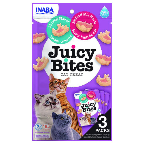 Inaba Juicy Bites Garnalen & Zeevruchten kattensnacks