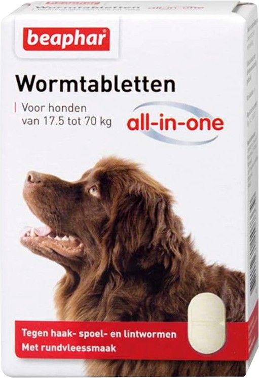 Beaphar Wormtablet All-In-One Hond L: 17,5-70kg - 2tbl