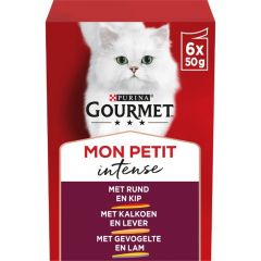 GOURMET Mon Petit Intense Duo Mix van vlees en gevogelte kattenvoer nat 6x50gr