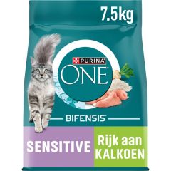 Purina One Sensitive Rijk aan Kalkoen en Rijst kattenvoer 7,5 kilo