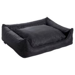 MaxxNobel Orthopedische Sofa lederlook/teddy Zwart/Antraciet hondenmand 100 x 80 cm
