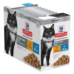 Hill's Science Plan Sterilised Cat Mature Adult Natvoer Multipack kip en vis natvoer 12x85 gram