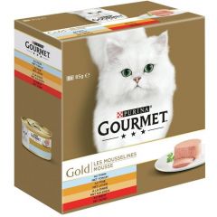 Gourmet Gold 8-Pack Mousse Tonijn, Lever, Kalkoen & Rund - 8x85 gram