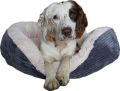 Rosewood hondenmand ovaal jumbo cord pluche grijs / creme 81,5 cm