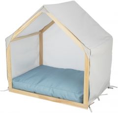 Trixie hondenmand tent lias hout zand / blauw 88x61x89 cm