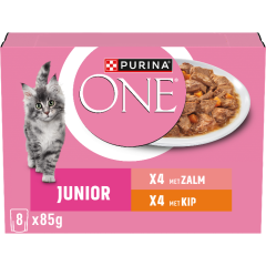 Purina One Junior Kip en Zalm natvoer kat 8 x 85 gram