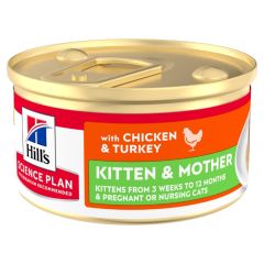 Hill's Science Plan Kitten & Mother Tender mousse met kip & kalkoen natvoer kat 24x85gr