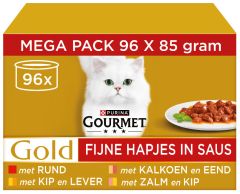 Gourmet Gold Fijne Hapjes in Saus natvoer kat 96 x 85 gram