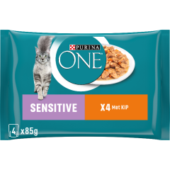Purina One Sensitive met Kip en Wortelen natvoer kat 4 x 85 gram