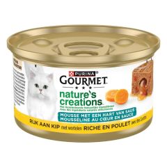 Gourmet Nature's Creations Mousse met een Hart van Saus Rijk aan Kip natvoer kat 85 gram