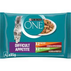 Purina One Difficult Appetite Malse reepjes in Saus kattenvoer nat 4 x 85gr