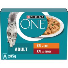 Purina One Adult Malse Reepjes in Gelei kattenvoer nat 8 x 85gr