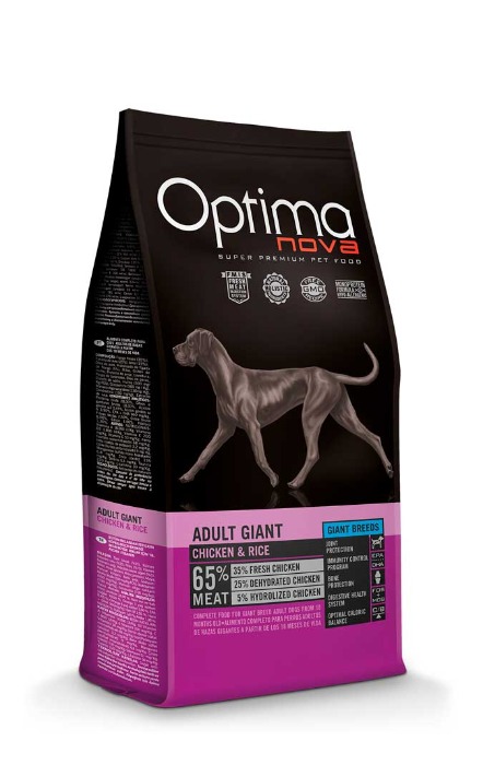 Optimanova hond giant kip en rijst 12kg