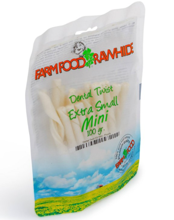 FarmFood Rawhide dental twist XS mini&apos;s 100gr hondensnack