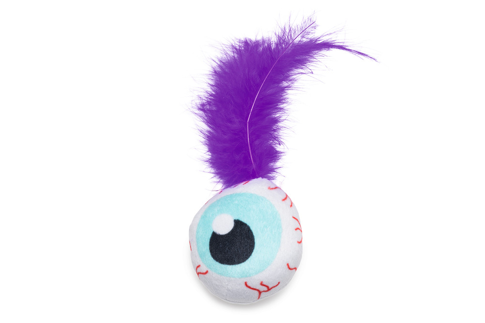 Beeztees Halloween Oog met Veer kattenspeelgoed afbeelding